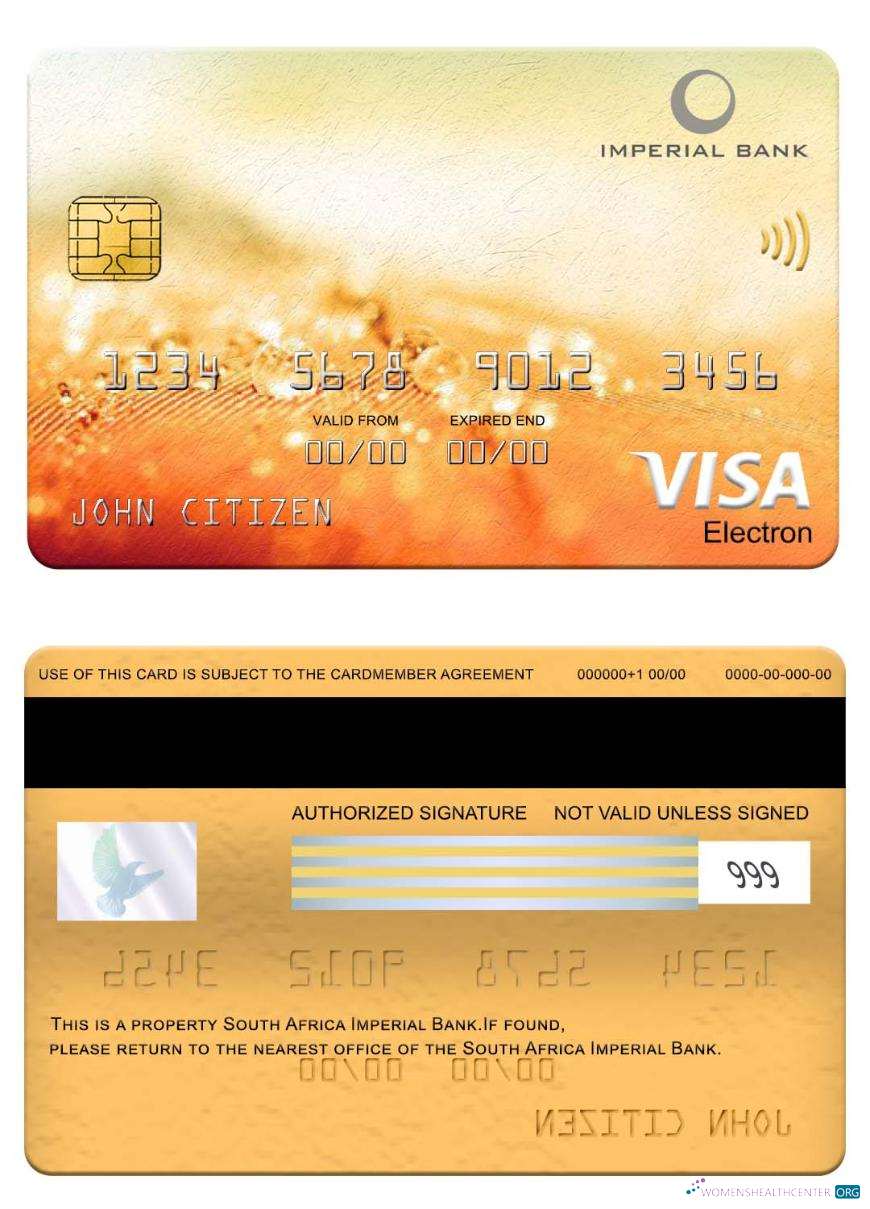 Download South Africa Imperial Bank visa electron card Photoshop template